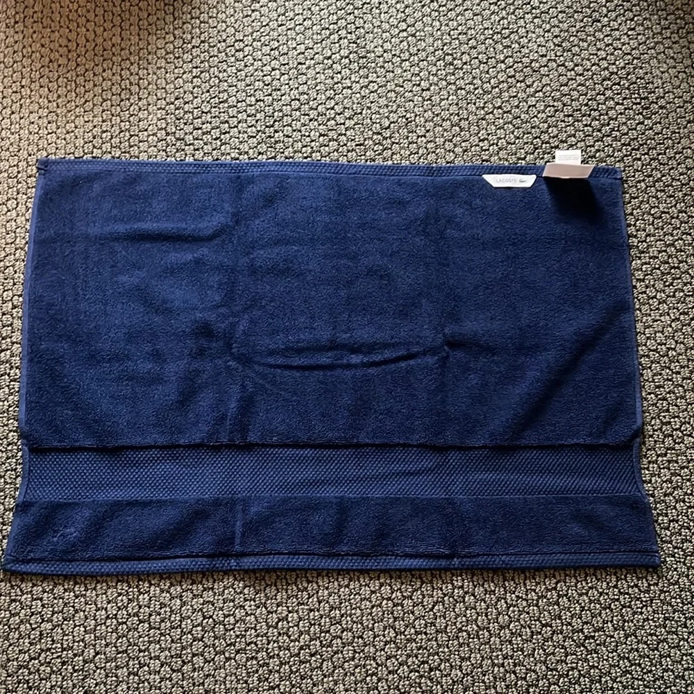 NWT Lacoste Navy Heritage Antimicrobial Cotton Tubmat Bath Rug